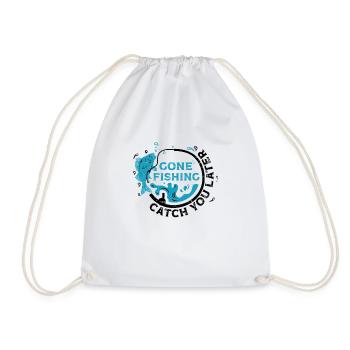 Gone Fishing Rod Fisher Fish Fisherman Fishing - Drawstring Bag - white - Front