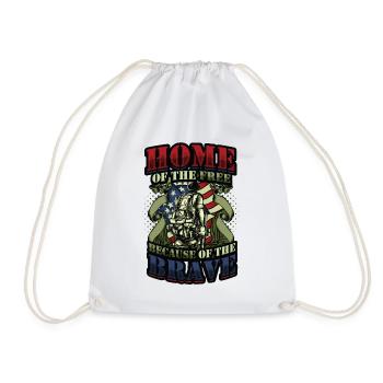 Home Of The Free Because Of The Brave Patriotic. - Drawstring Bag - white - Front
