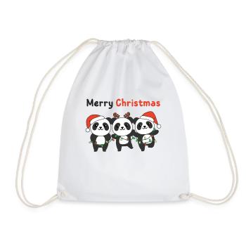 Panda Christmas Animals Pandas Merry Christmas - Drawstring Bag - white - Front