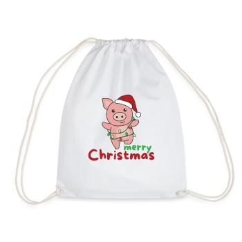 Cochon Joyeux Noël Cochons d’hiver - Sac de sport léger - blanc - Devant