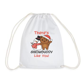 Cat There's snowbuddy like snowman pun - Drawstring Bag - white - Front