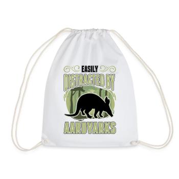Easily distracted by Aardvarks Aardvark - Drawstring Bag - white - Front