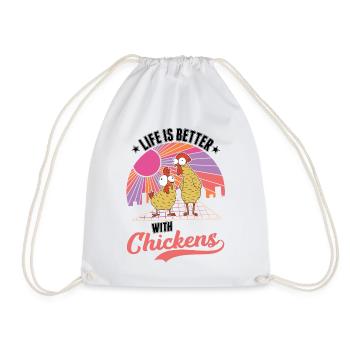Life is better with chicken farmer - Drawstring Bag - white - Front