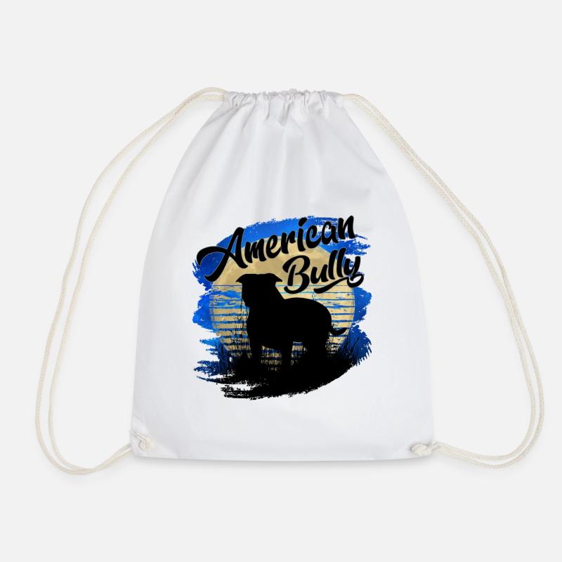 American Bully XL blue line artistic design - Drawstring Bag - white