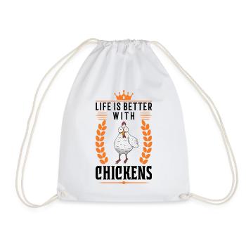 Life is better with chicken farmer - Drawstring Bag - white - Front