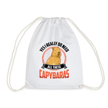 Capybara I need all this Capybara - Drawstring Bag - white - Front