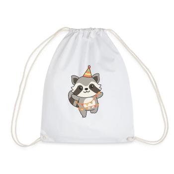 Raccoon for a birthday for children a birthday - Drawstring Bag - white - Front
