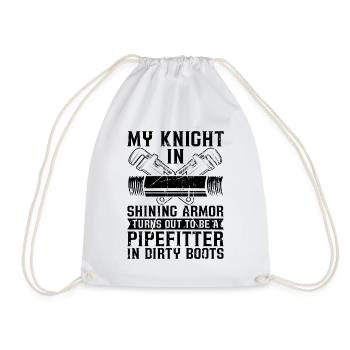 My Knight In Shining Pipefitter Pipes Pipefitters - Drawstring Bag - white - Front