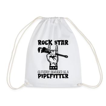 Pipefitter Rock Star Cleverly Laborer Pipefitters - Drawstring Bag - white - Front