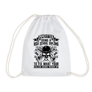 Pipefitter Using A High School Laborer Pipefitters - Drawstring Bag - white - Front