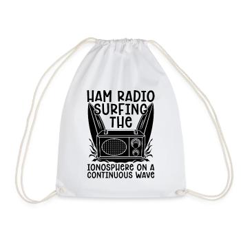 Ham Radio Surfing The Ionosphere Antenna Operator - Drawstring Bag - white - Front