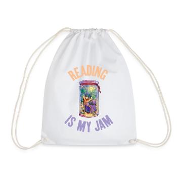 Reading is my jam cool art for - Drawstring Bag - white - Front