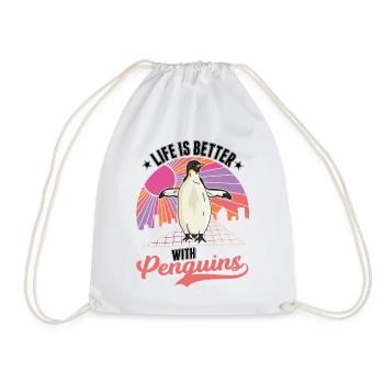 Life is better with Penguins Penguin - Drawstring Bag - white - Front