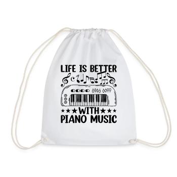 La vie est meilleure avec la musique pour piano - Piano Keyboard P - Sac de sport léger - blanc - Devant