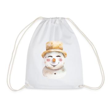 Snowman Head Retro - Drawstring Bag - white - Front