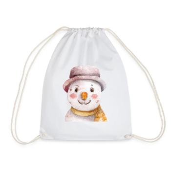 Retro Weihnachten Schneemann Gesicht - Turnbeutel - Weiß - Vorne