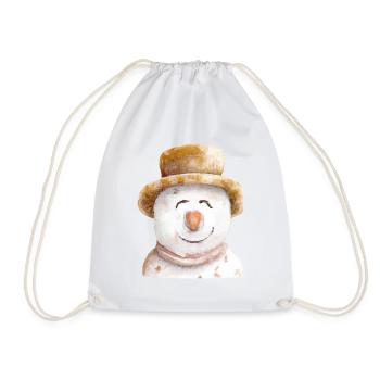 Retro Snowman Head - Drawstring Bag - white - Front