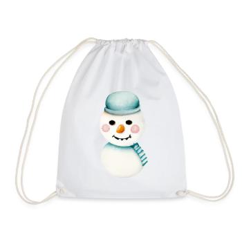 Retro Snowman Head - Drawstring Bag - white - Front