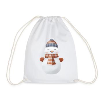 Vintage snowman with scarf - Drawstring Bag - white - Front