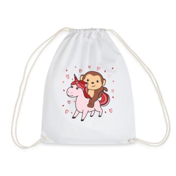 Singe avec cœurs de licorne Cœur animal préféré - Sac de sport léger - blanc - Devant