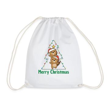 Beaver Christmas Tree Christmas Animals Beavers - Drawstring Bag - white - Front