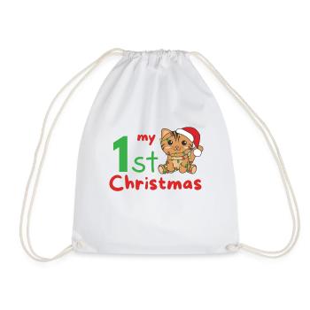 Chat de Noël Chats mon 1er Noël - Sac de sport léger - blanc - Devant