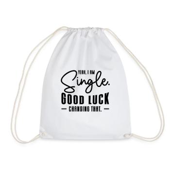 Single Relationship Independent Typography Single - Drawstring Bag - white - Front