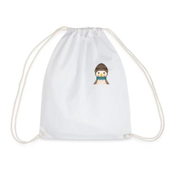 Penguin breast pocket - Drawstring Bag - white - Front