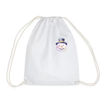 Vintage Winter Snowman Head - Drawstring Bag - white - Front