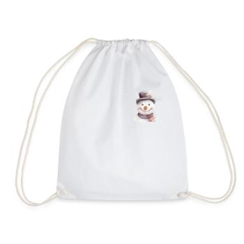 Retro Winter Snowman Head - Drawstring Bag - white - Front