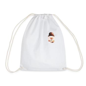 Snowman Face Retro Winter Chest Pocket - Drawstring Bag - white - Front