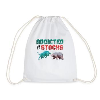 Addicted to Stocks, Bull Bear Stock Market - Drawstring Bag - white - Front
