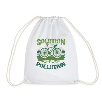 Polution Solution Umweltschutz Radfahren - Turnbeutel - Weiß - Vorne