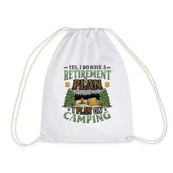 Retirement plan camping, retirement camper - Drawstring Bag - white - Front