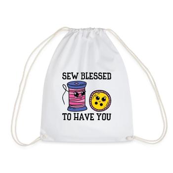 Button Thread Sibling Goals Big Brother Sister Pun - Drawstring Bag - white - Front