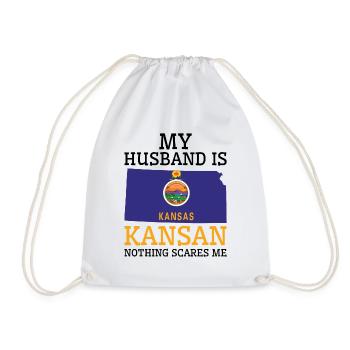 Nothing Scares Me Kansan Husband Kansas - Drawstring Bag - white - Front