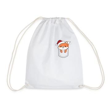 Joyeux Noël renard doux dans la poche de poitrine - Sac de sport léger - blanc - Devant