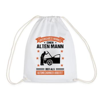 Automechaniker Alter Mann Spruch Herren Geschenk - Turnbeutel - Weiß - Vorne
