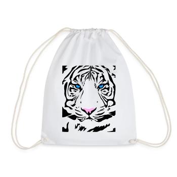 Siberian Tiger Cat Lion Lion Cougar Cat Wild - Drawstring Bag - white - Front
