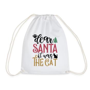 Dear Santa It Was The Cat - Drawstring Bag - white - Front