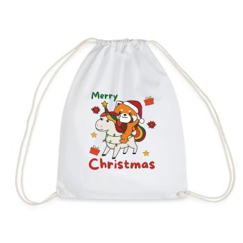 Weihnachts Roter Panda frohe Weihnachten Einhorn - Turnbeutel - Weiß - Vorne