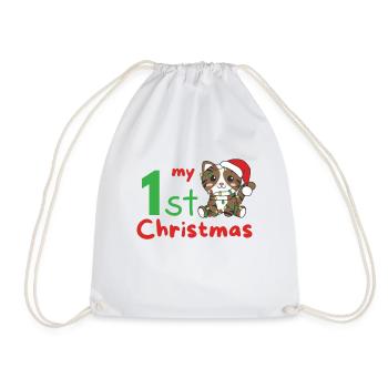 Chat de Noël Chats mon 1er Noël - Sac de sport léger - blanc - Devant