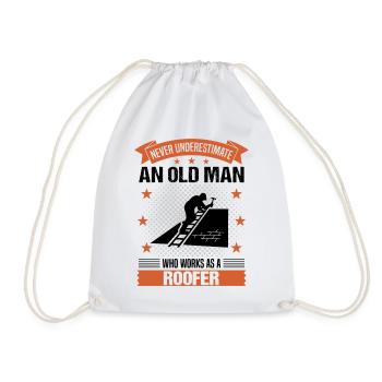Roofer Old Man Saying Men's Gift - Drawstring Bag - white - Front