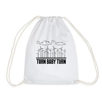 Turn Baby Turn Loves Wind Power Turbine Technician - Drawstring Bag - white - Front