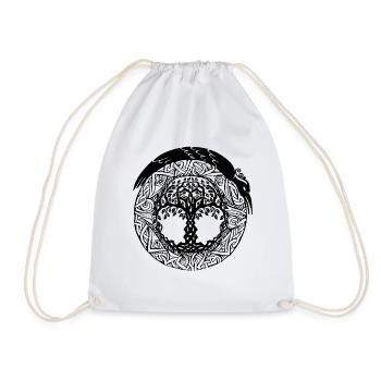 Celtic tree in a circle - Drawstring Bag - white - Front