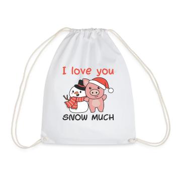 Schwein I love you snow much schneemann wortspiel - Turnbeutel - Weiß - Vorne