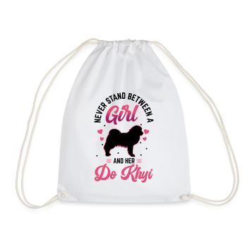 Girl and Do Khyi Tibetmastiff Great Dane - Drawstring Bag - white - Front