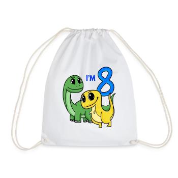 8ème anniversaire garçon - 8 ans cadeau Dino - Sac de sport léger - blanc - Devant