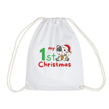 Chat de Noël Chats mon 1er Noël - Sac de sport léger - blanc - Devant