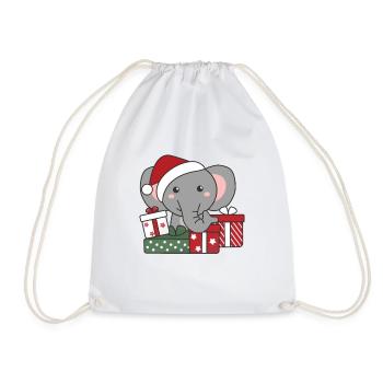 Éléphant Cadeau de Noël Animaux d’hiver Éléphant - Sac de sport léger - blanc - Devant